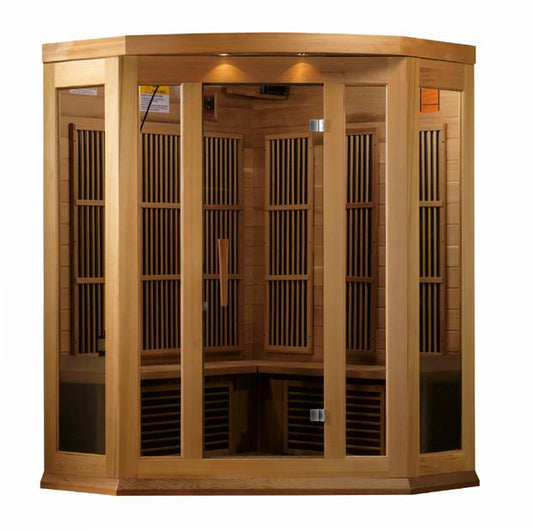 Maxxus “Chaumont Edition” FAR Near Zero EMF Infrared Sauna Corner Unit Hemlock Wood (3-Person)